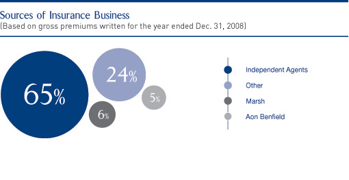 Sources of Insurance Business(Based on gross premiums written for the year ended Dec. 31, 2008)
